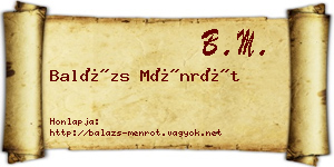 Balázs Ménrót névjegykártya